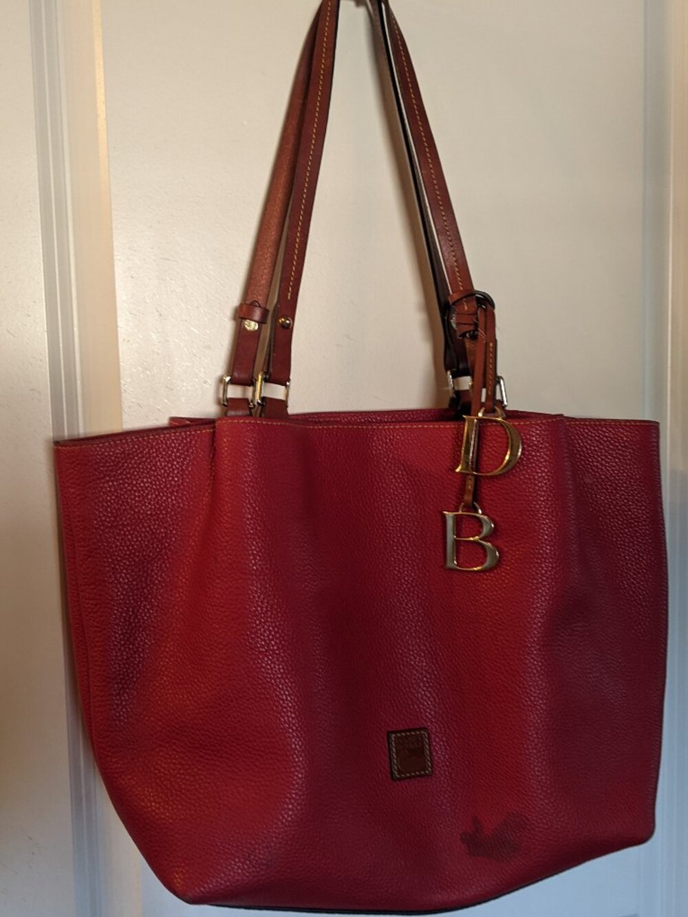 Dooney & Bourke Red Pebble Grain Large Barlow Leather Bag *see description
